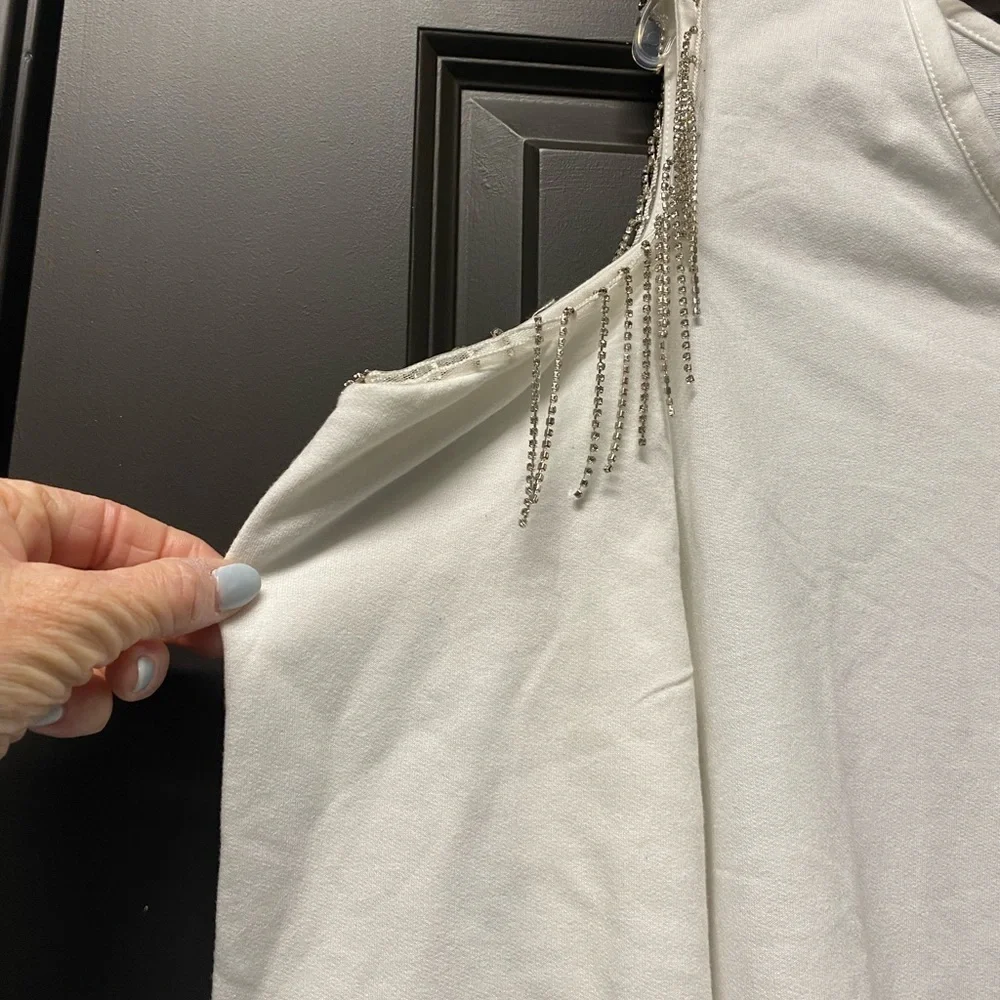 Ashley Stewart White Embellished Shoulder Pullover - Picture 4 of 5